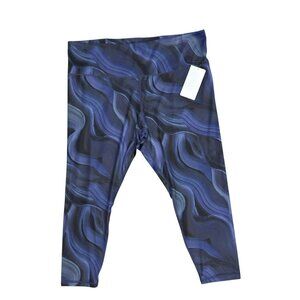 Athleta Elation Tight Leggings 3X FItness Pants Blue Black Print 7/8 Capri